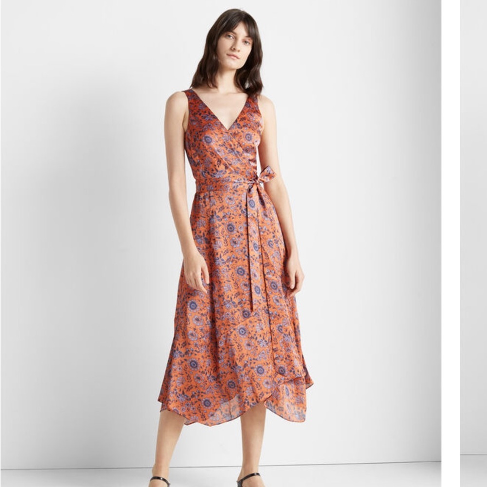 NWT Orange Floral Printed Club Monaco Wrap Dress